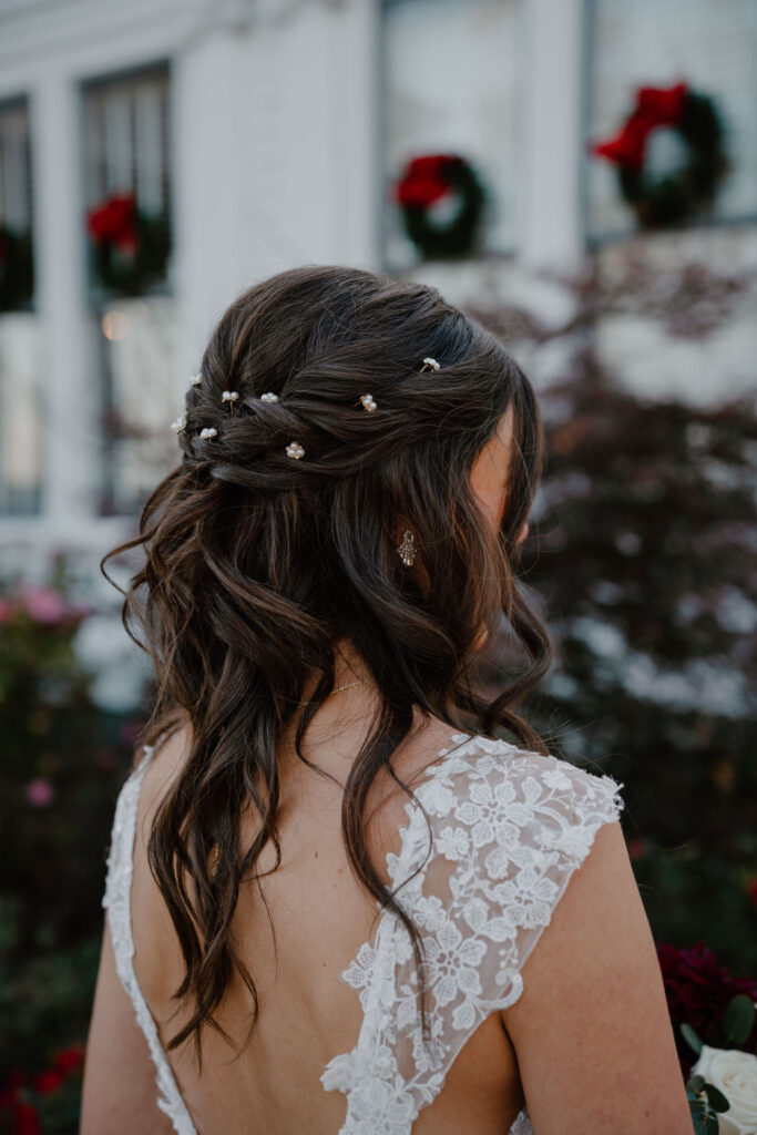 photo of bride's bridal hair for an elopement