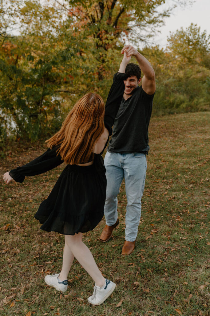 Photo of couple dancing in the grass in North Little Rock