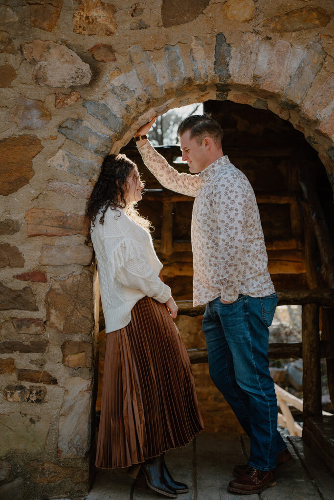 photo of engaged couple at the old mill in north little rock arkansas