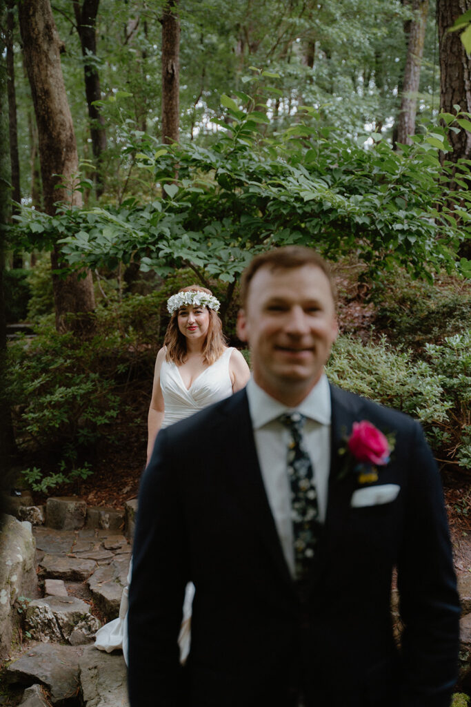 photo of bride and groom before their first look