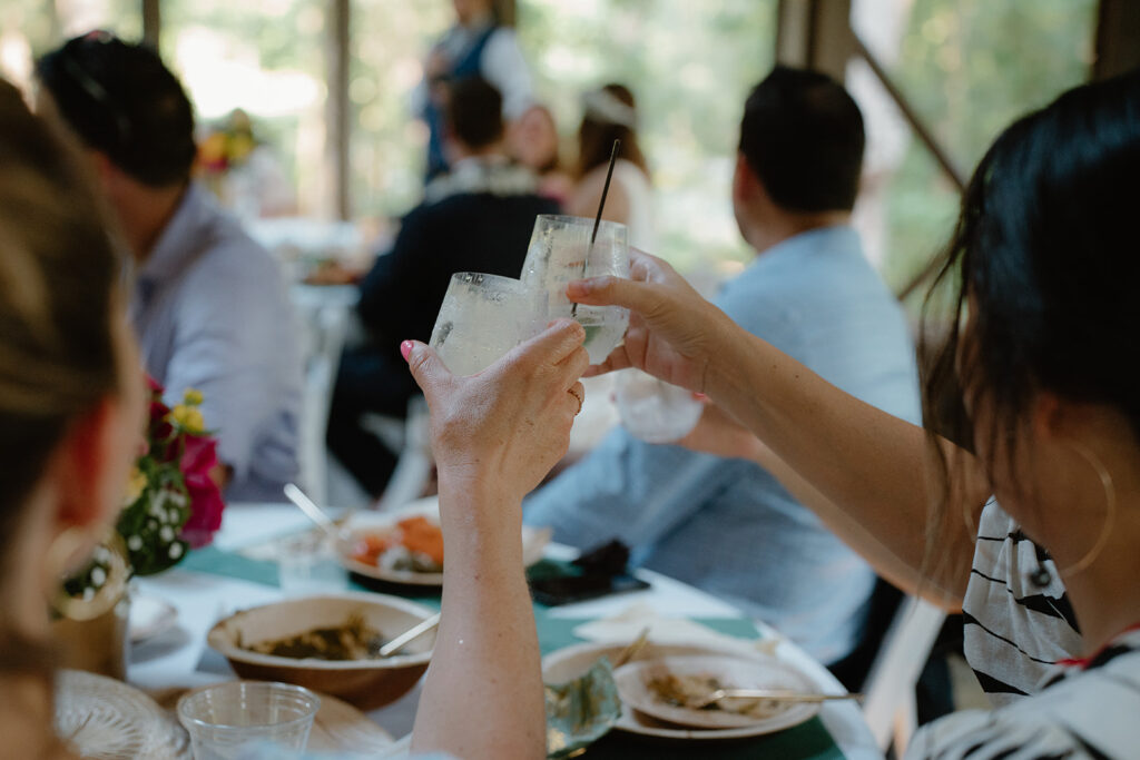 people toasting a glass during a wedding speech