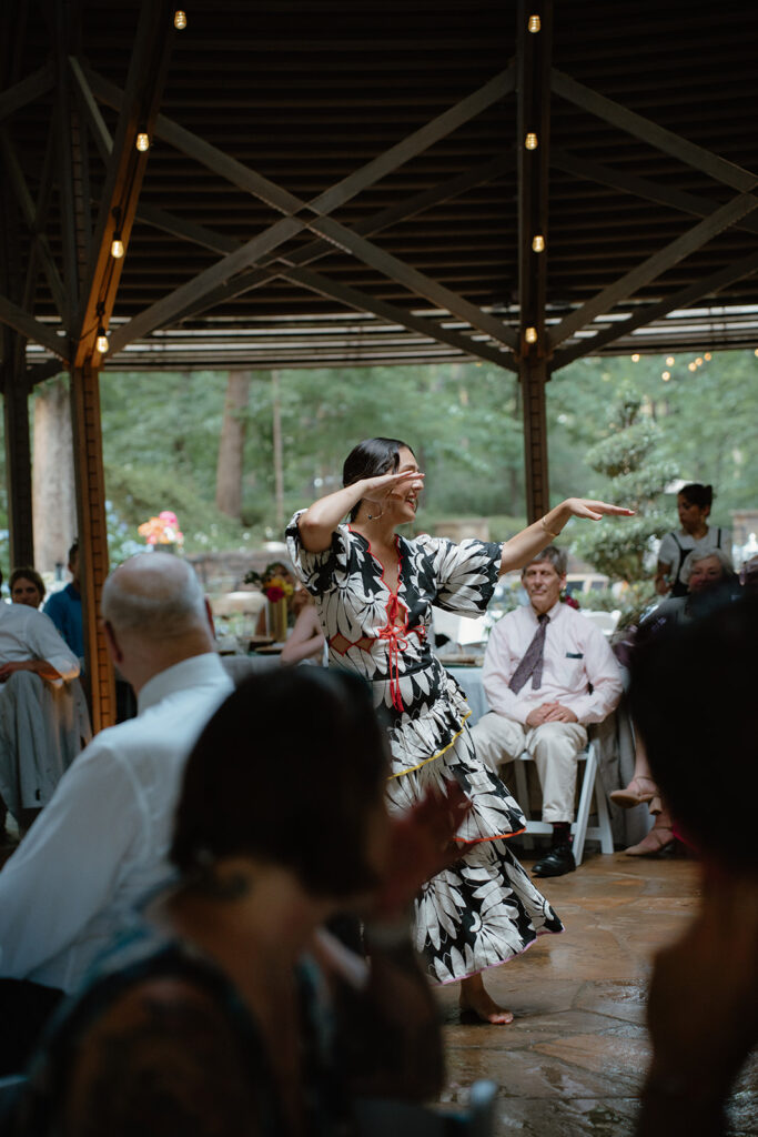 photo of friend of the bride hula dancing