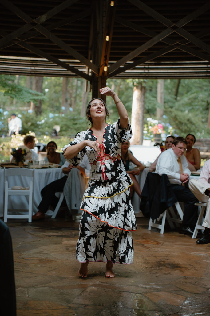 photo of friend of the bride hula dancing