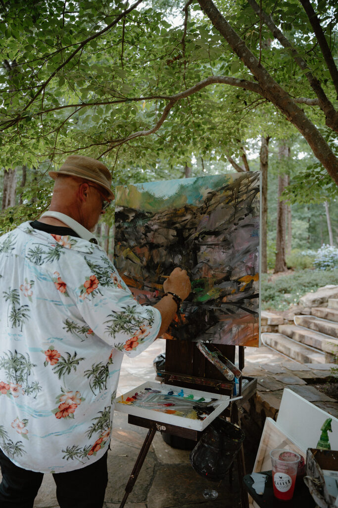 photo of live painter at a wedding in hot springs arkansas