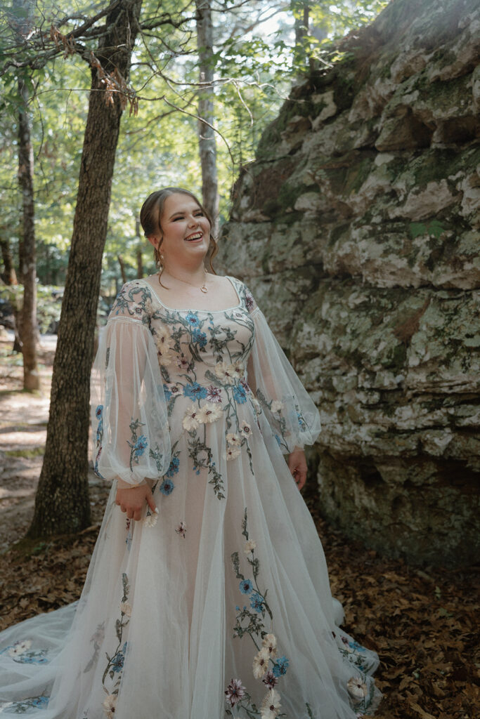 photo of bride at first look