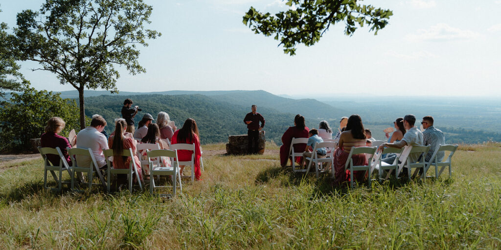 photo of intimate wedding ceremony on top of Petit Jean Mountain