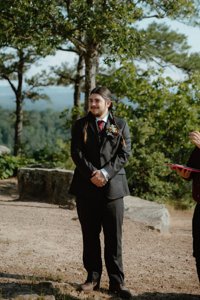 photo of intimate wedding ceremony on top of Petit Jean Mountain