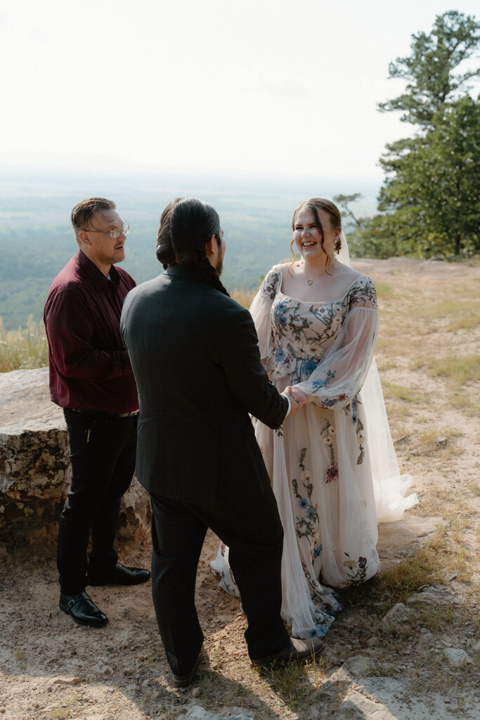 photo of intimate wedding ceremony on top of Petit Jean Mountain