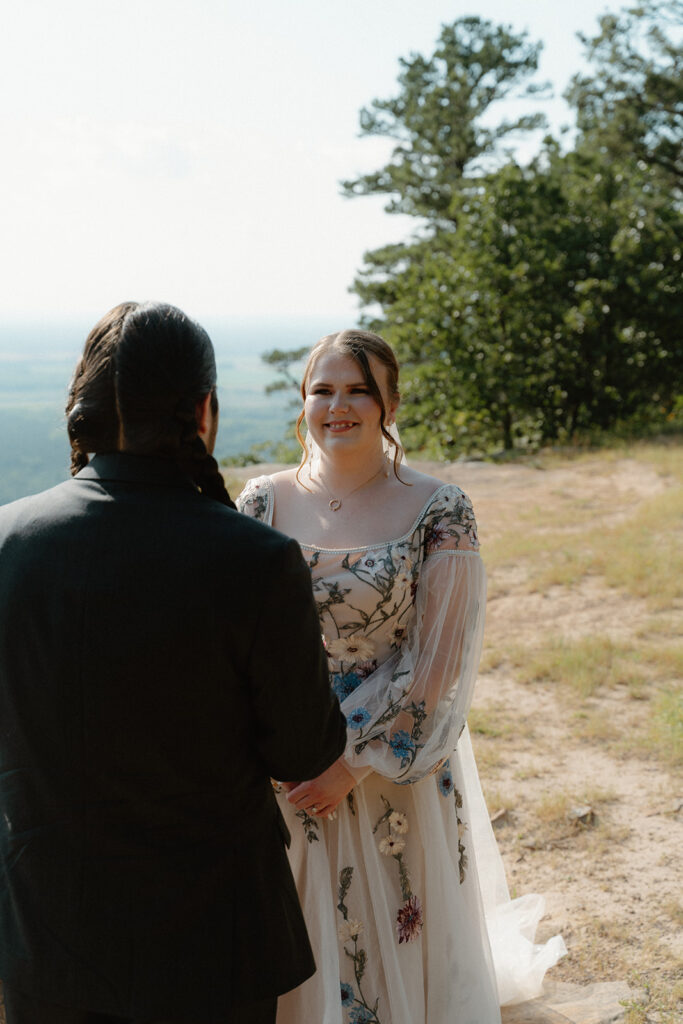 photo of intimate wedding ceremony on top of Petit Jean Mountain