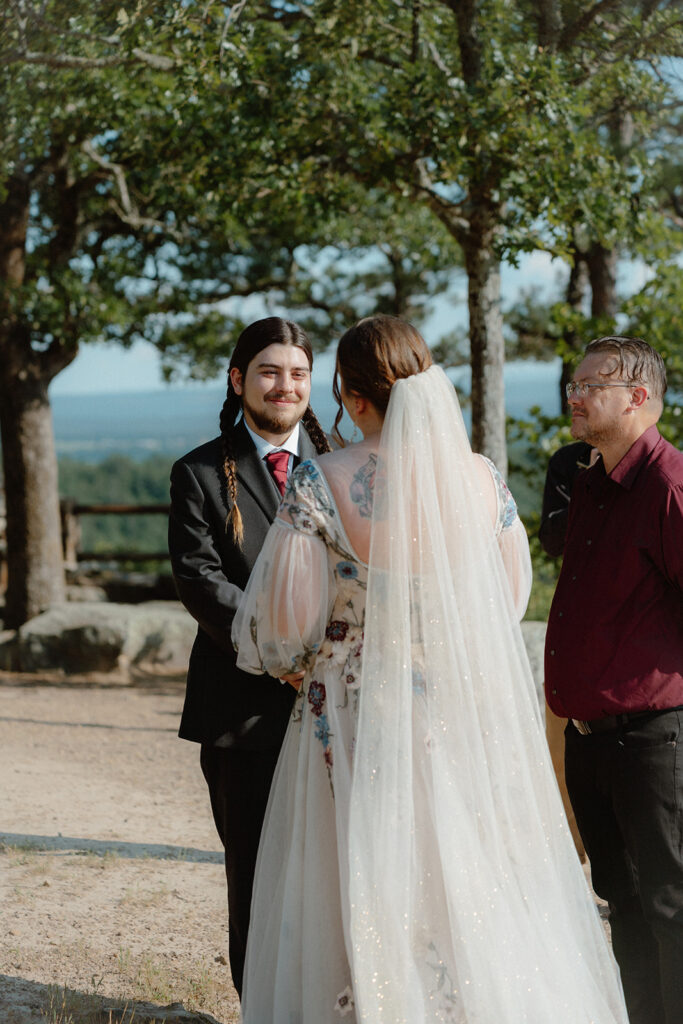 photo of intimate wedding ceremony on top of Petit Jean Mountain