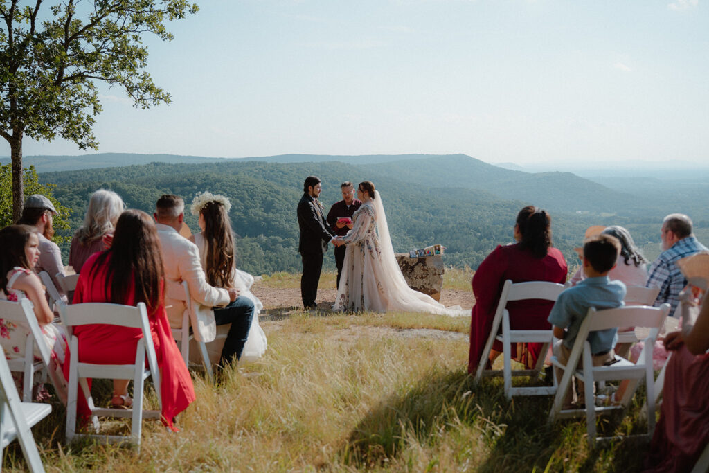 photo of intimate wedding ceremony on top of Petit Jean Mountain