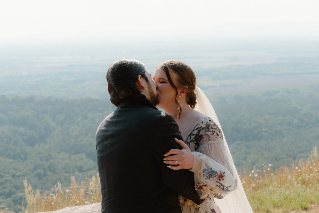 photo of intimate wedding ceremony on top of Petit Jean Mountain