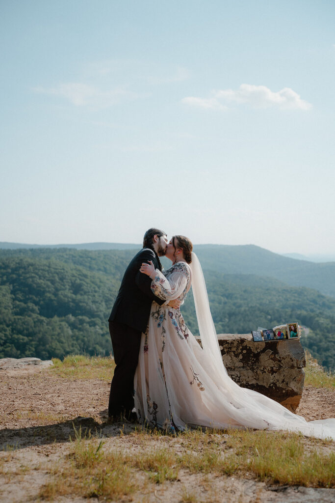 photo of intimate wedding ceremony on top of Petit Jean Mountain