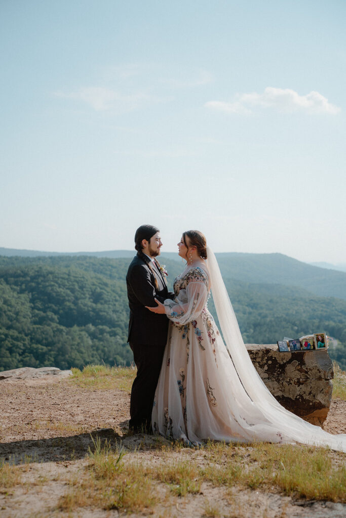 photo of intimate wedding ceremony on top of Petit Jean Mountain