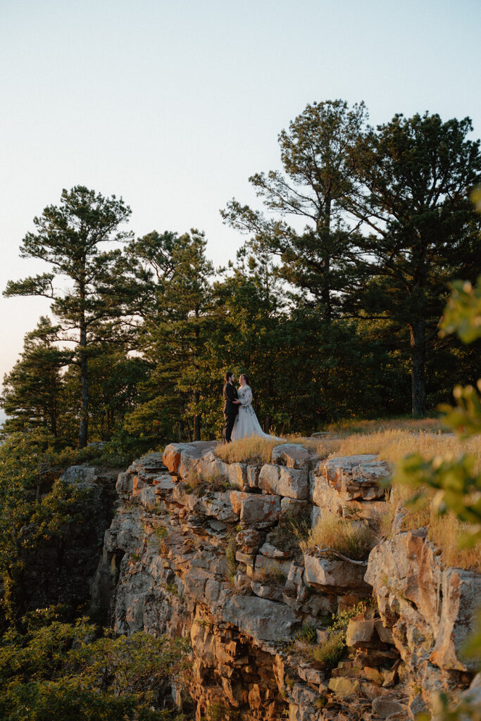 photo of bride and groom at Petit Jean Overlook