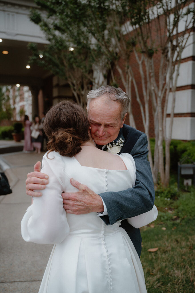 photo of bride hugging her grandpa