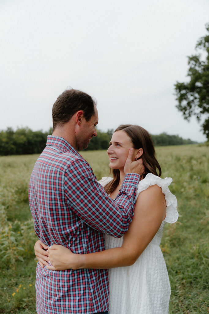 photo of engaged couple embracing