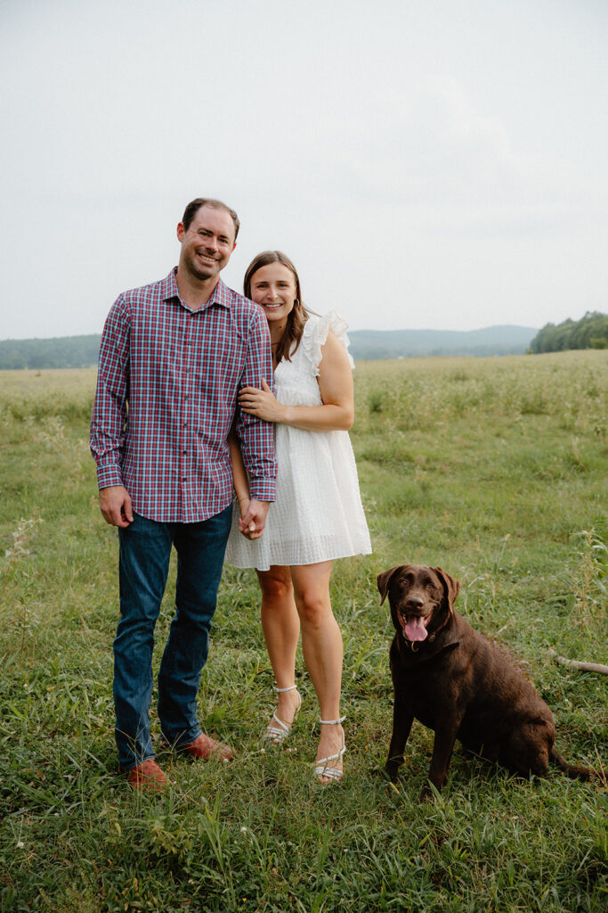 photo of engaged couple and their dog