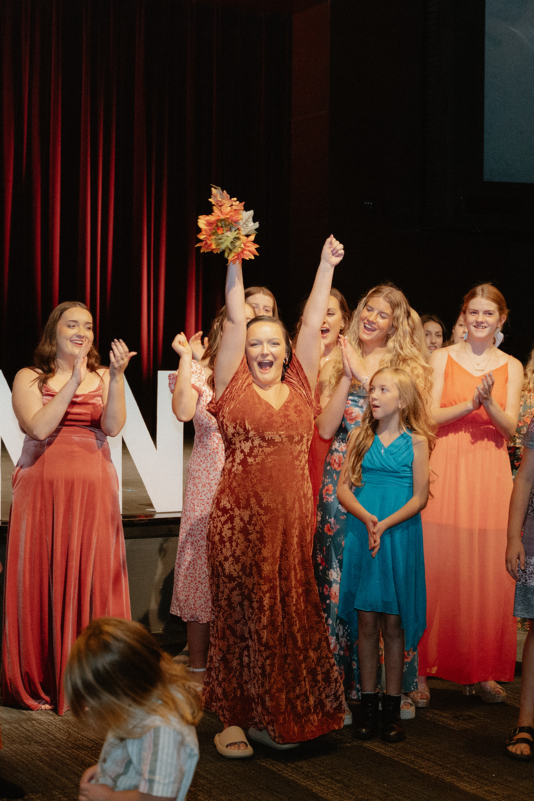 Wedding Reception bouquet toss photos