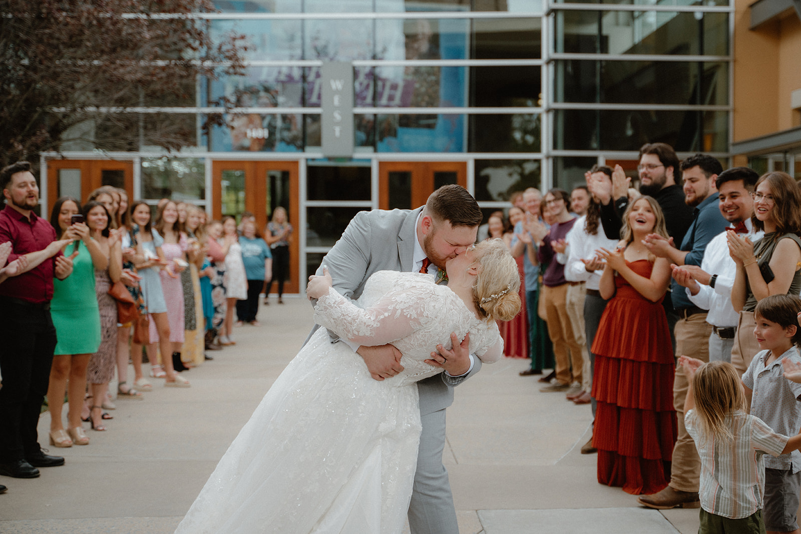 Wedding exit photo at Fellowship Bible Church Little Rock, Arkansas