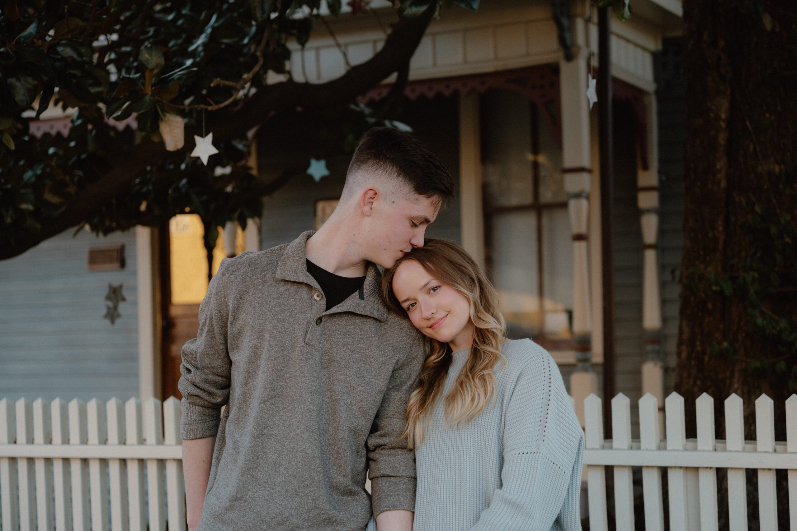 photo of couple in cool weather outfits